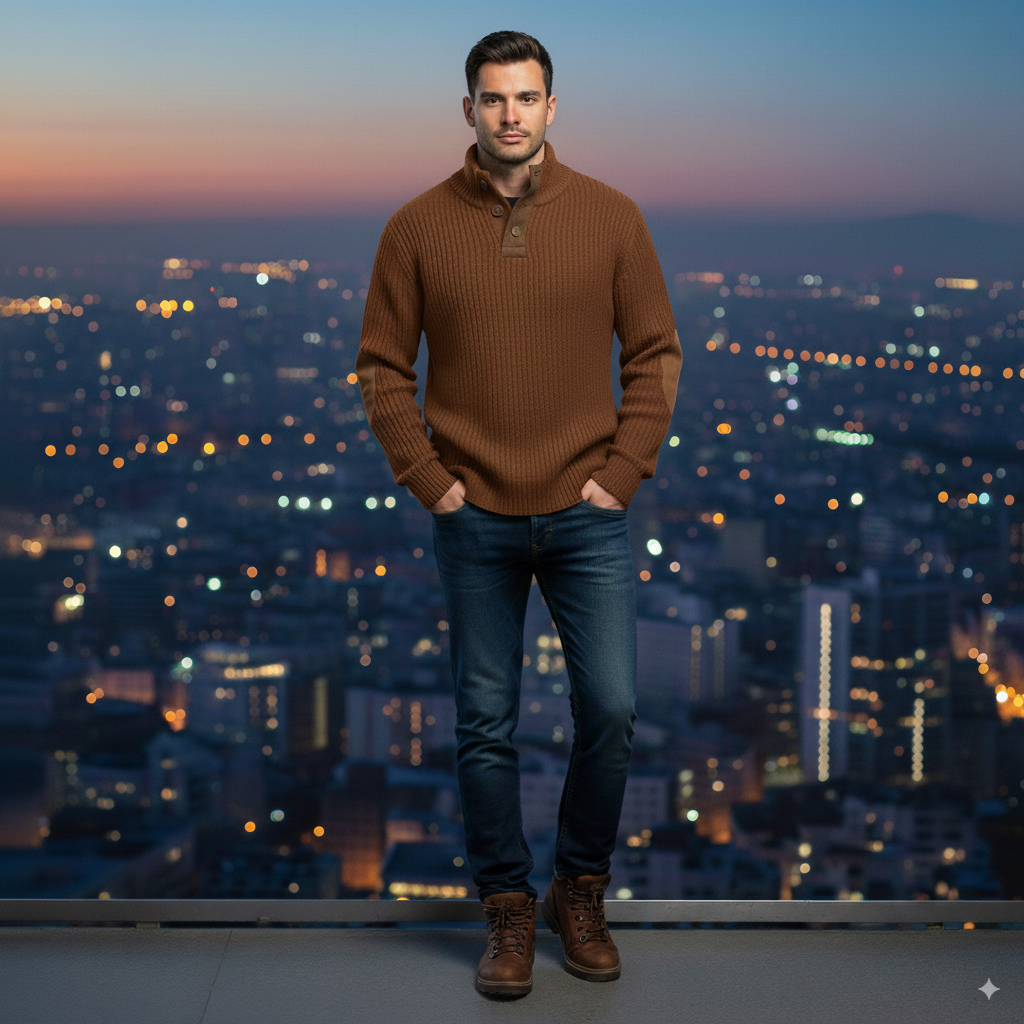 Avarati Men’s Rustic Patches Sweater