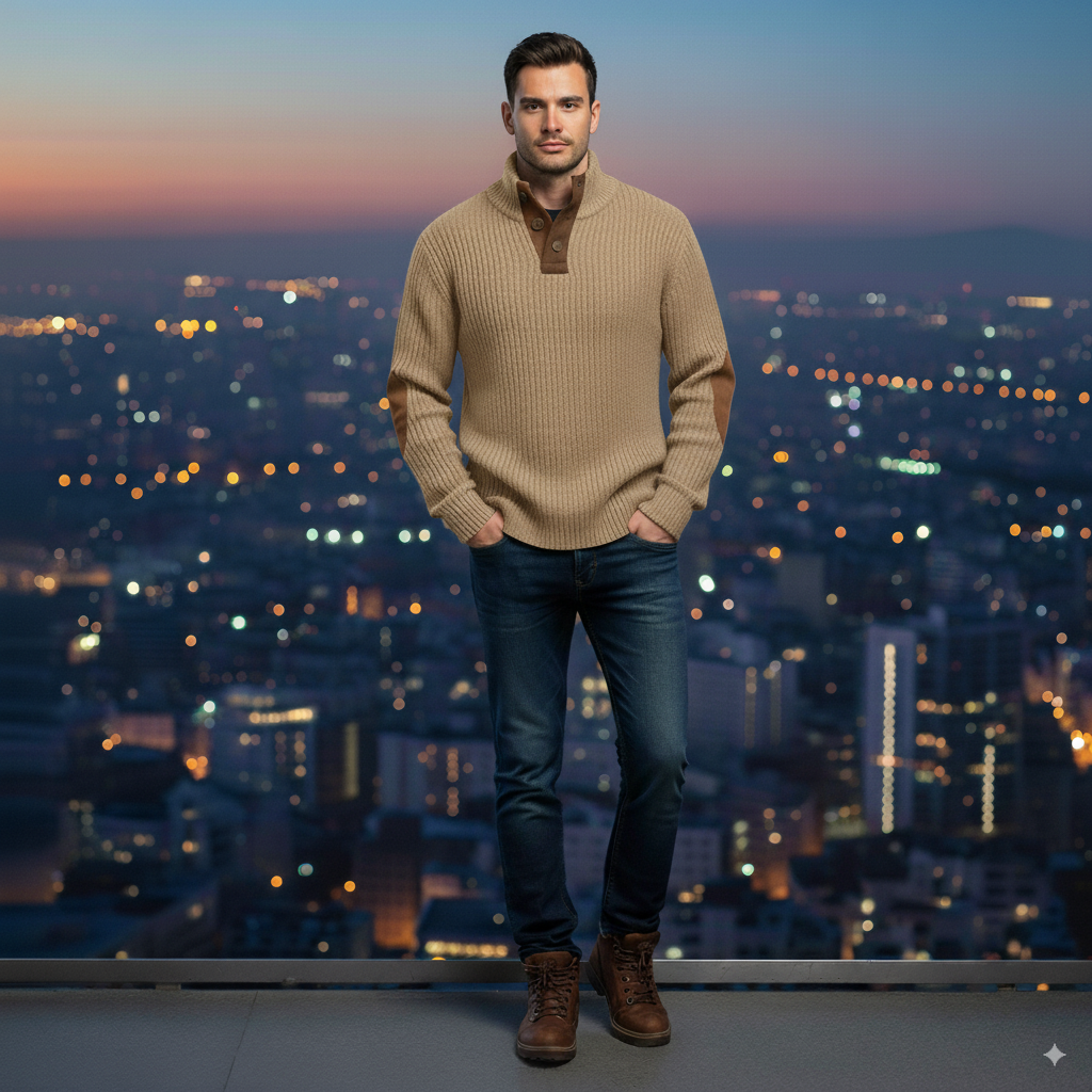 Avarati Men’s Rustic Patches Sweater