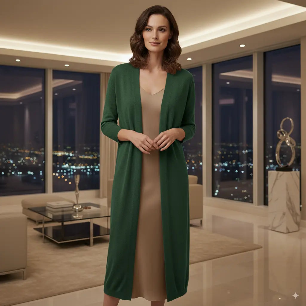 Avarati Elda Women’s Long Cardigan – Lightweight Open-Front Sweater with V-Neck | Soft, Breathable Layering Piece - AVARATI