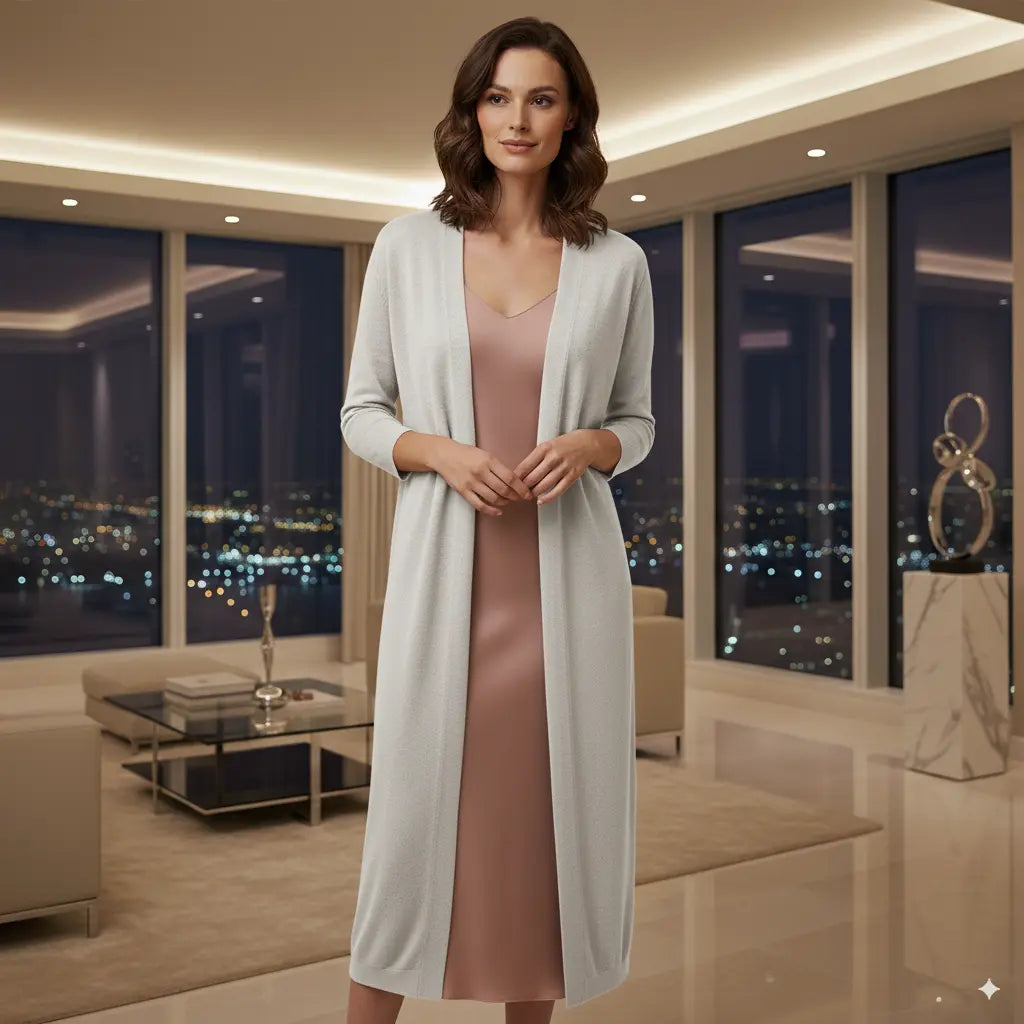 Avarati Elda Women’s Long Cardigan – Lightweight Open-Front Sweater with V-Neck | Soft, Breathable Layering Piece - AVARATI