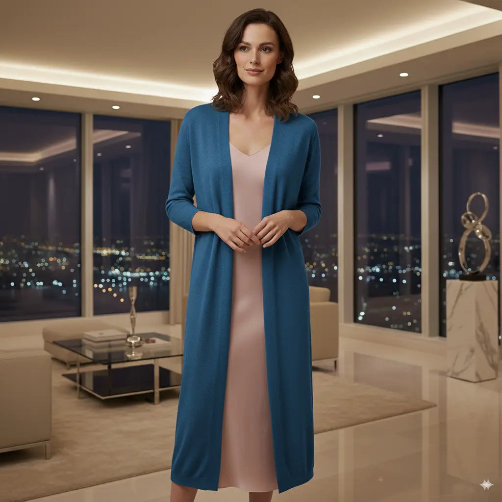 Avarati Elda Women’s Long Cardigan – Lightweight Open-Front Sweater with V-Neck | Soft, Breathable Layering Piece - AVARATI