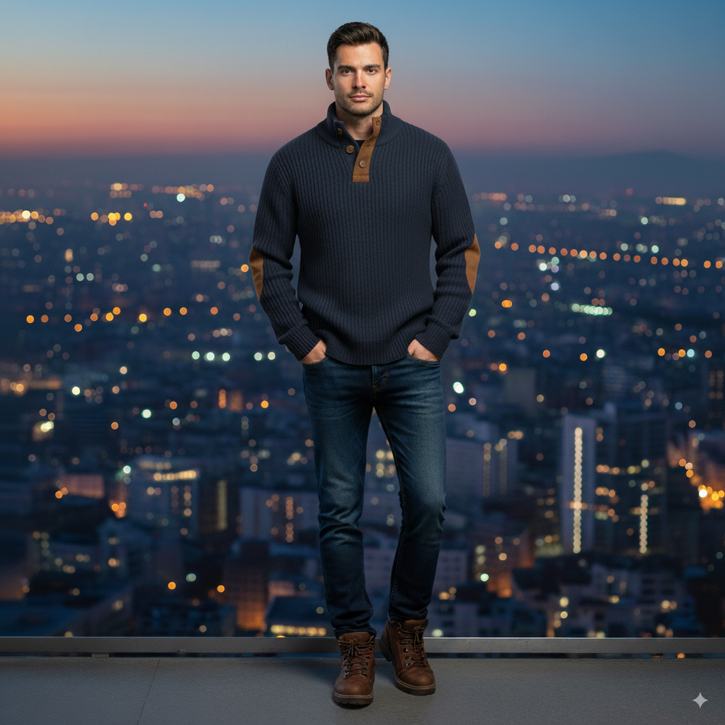 Avarati Men’s Rustic Patches Sweater