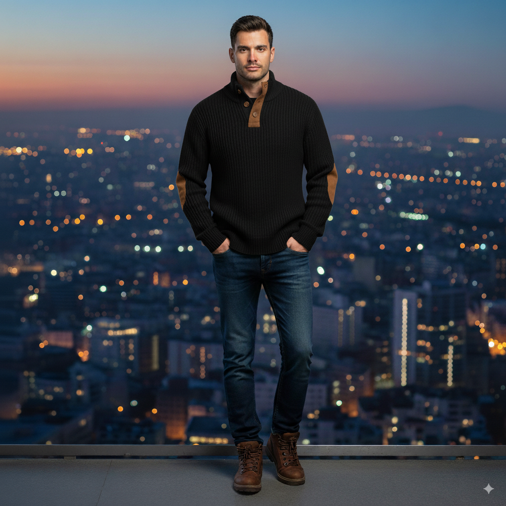 Avarati Men’s Rustic Patches Sweater