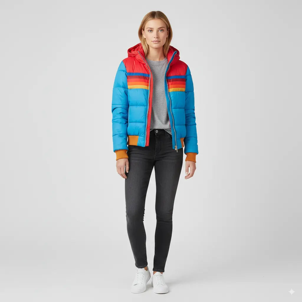 Avarati Retroblock Puffer Jacket – Retro Colour-Block Unisex Winter Coat - AVARATI