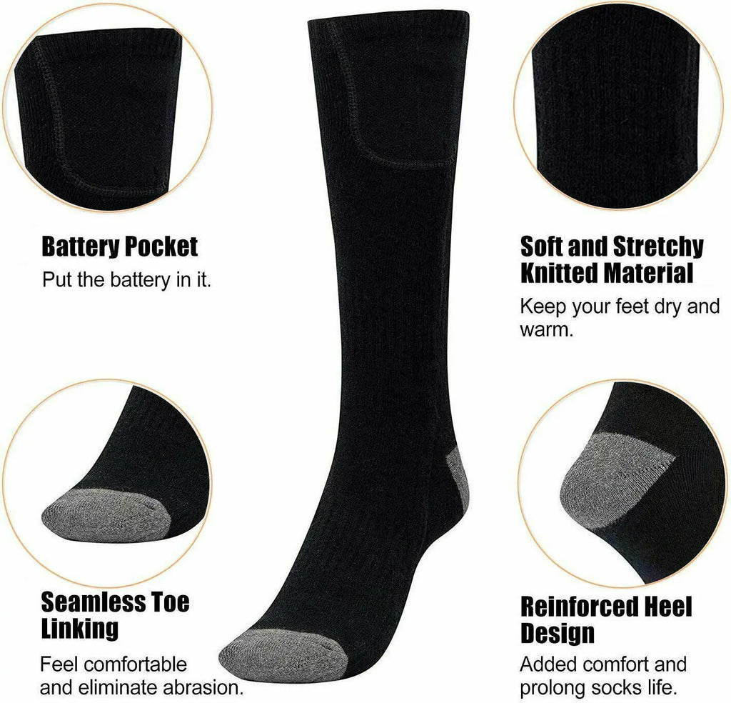 Elastic Comfortable Water Resistant Electric Warm Toes Rechargeable Heated Socks - Three Modes Electric Battery Operated Winter Socks-AVARATI