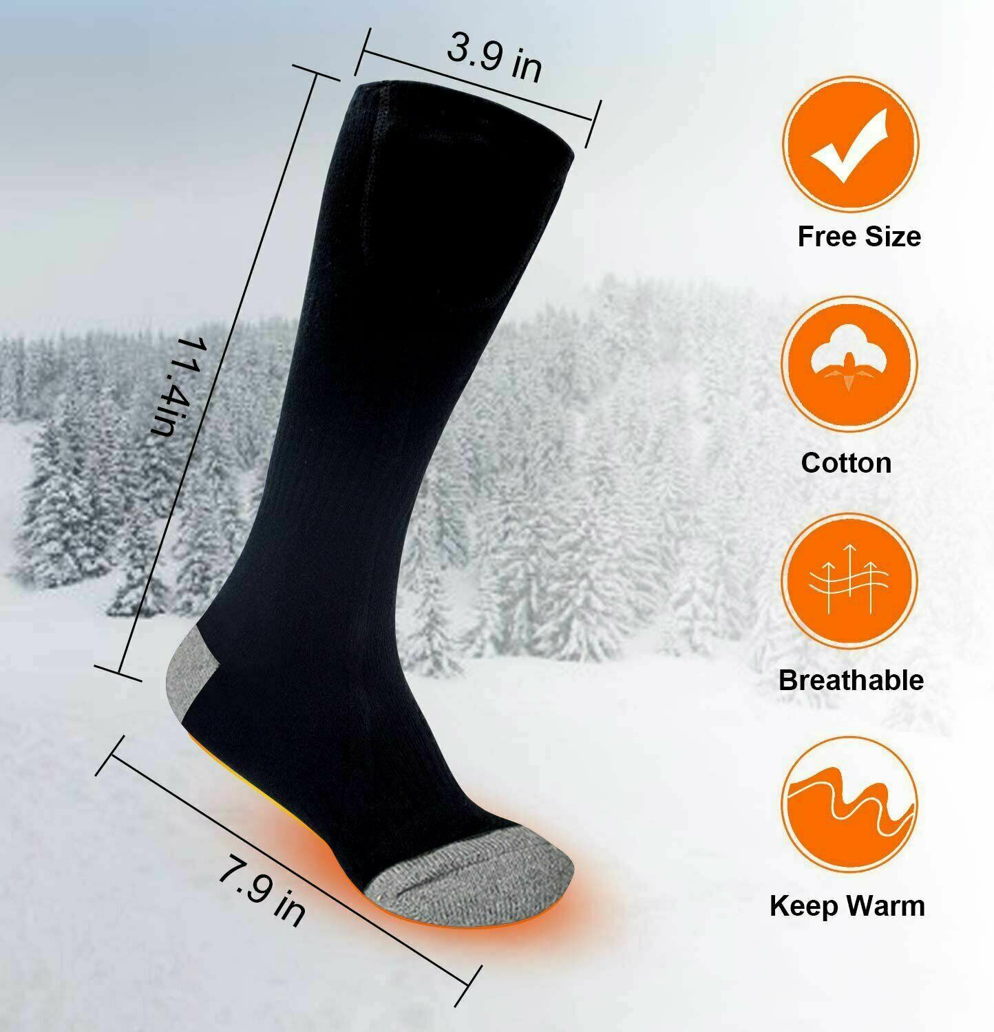 Elastic Comfortable Water Resistant Electric Warm Toes Rechargeable Heated Socks - Three Modes Electric Battery Operated Winter Socks-AVARATI