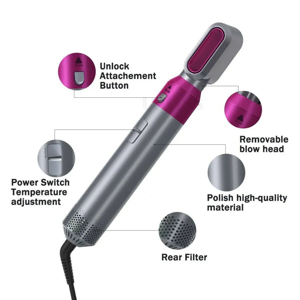 Professional Supersonic Blow Hair Dryer - 5-in-1 Airflow Blow Dryer-Essentials-AVARATI